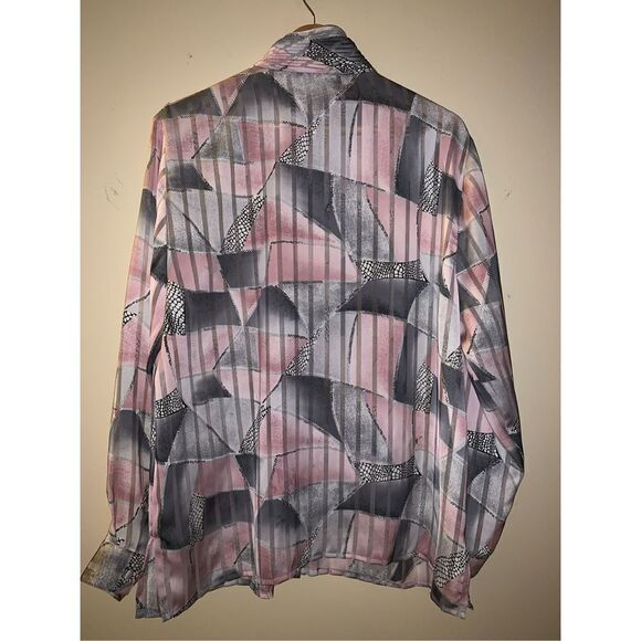 Vintage 90s abstract semi sheer oversized button-down top 18W￼ - Picture 6 of 12